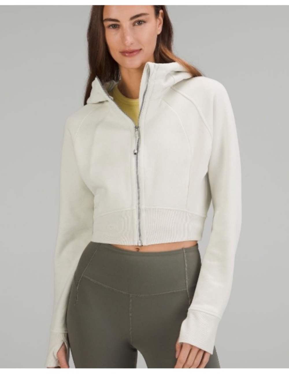 lululemon athletica Cropped Scuba Full-Zip Hoodie - Cream